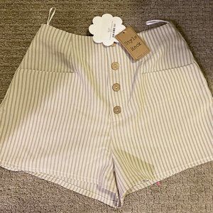 Style Rack Taupe/Ivory High Waisted Shorts - Size S - Brand New with Tags